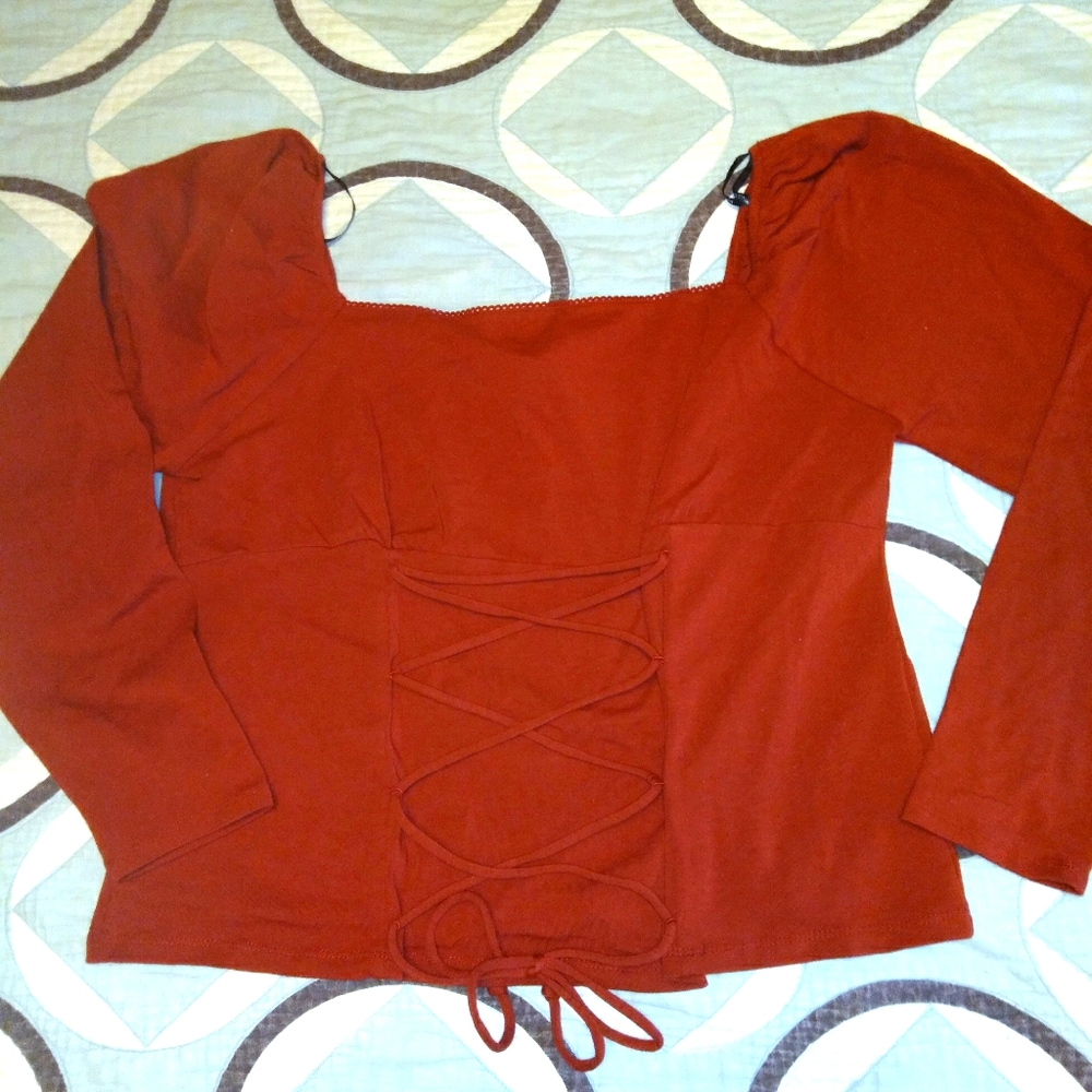Forever 21 crop top with front corset tie